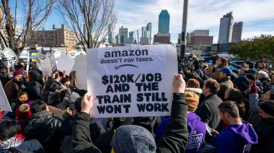 Demonstration gegen Firmensitz von Amazon in New York